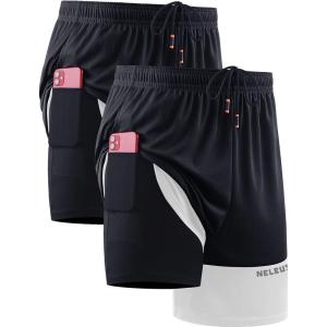 image:imageNELEUS Mens 2 in 1 Running Shorts with LinerDry Fit Workout Shorts with Pockets6094 BlackBlack 2 Pack