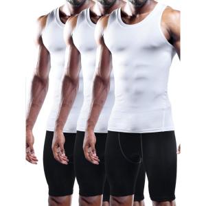 image:imageNELEUS Mens 3 Pack Athletic Compression Under Base Layer Sport Tank Top802 3 PackwhiteWhiteWhite