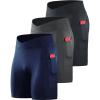 image:imageNELEUS Mens Compression Short with Pocket Dry Fit Yoga Running Shorts Pack of 36115 BlackGreyDark Navy  3 Pack