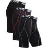 image:imageNELEUS Mens Compression Shorts Pack of 36012 BlackRed StripeGreen Stripe 3 Pack