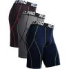 image:imageNELEUS Mens Compression Shorts Pack of 36012 Blackred StripeGreyNavy Blue 3 Pack