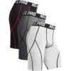 image:imageNELEUS Mens Compression Shorts Pack of 36012 GreyBlackred StripeWhite 3 Pack