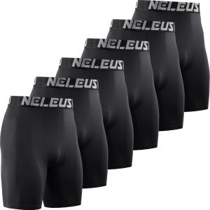 image:imageNELEUS 3 or 6 Pack Compression Shorts for Men Spandex Sport Shorts Running Athletic Workout Performance Baselayer Underwear6011 Black 6 Pcs