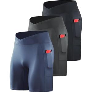 image:imageNELEUS Mens Compression Short with Pocket Dry Fit Yoga Running Shorts Pack of 36115 BlackGreyNavy Blue  3 Pack