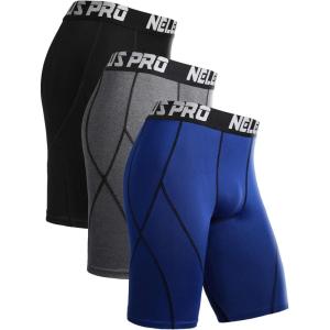 image:imageNELEUS Mens Compression Shorts Pack of 36012 BlackGreyBlue 3 Pack