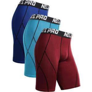 image:imageNELEUS Mens Compression Shorts Pack of 36012 BlueLight BlueRed 3 Pack