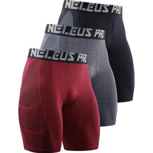 image:imageNELEUS Mens Compression Shorts Pack of 36086 BlackGreyRed 3 Pack