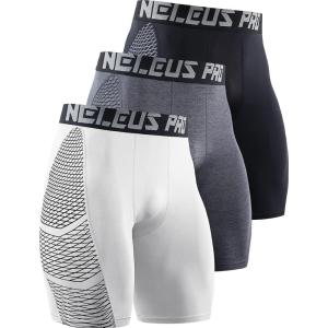 image:imageNELEUS Mens Compression Shorts Pack of 36086 BlackGreyWhite 3 Pack
