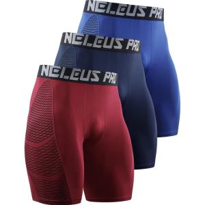 image:imageNELEUS Mens Compression Shorts Pack of 36086 RedNavyBlue 3 Pack