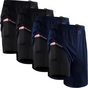 image:imageNELEUS 2 in 1 Athletic Shorts for Men 9 Dry Fit Workout Running Shorts with Pockets6150 Black  Black  Navy Blue  Navy Blue 4 Pack