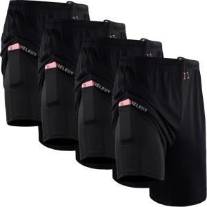 image:imageNELEUS 2 in 1 Athletic Shorts for Men 9 Dry Fit Workout Running Shorts with Pockets6150 Black 4 Pack