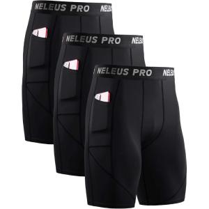 image:imageNELEUS Mens 3 Pack Running Compression Shorts with Pockets6082 BlackBlackBlack 3 Pack