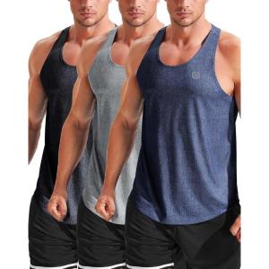 image:imageNELEUS Mens Workout Running Tank Top Sleeveless Gym Athletic Shirts81 Dark GreyLight GreyNavy Blue 3 Pack