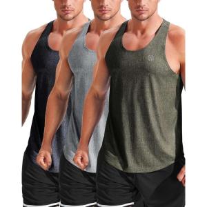 image:imageNELEUS Mens Workout Running Tank Top Sleeveless Gym Athletic Shirts81 Dark GreyLight GreyOlive Green 3 Pack