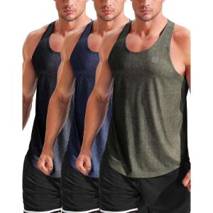 image:imageNELEUS Mens Workout Running Tank Top Sleeveless Gym Athletic Shirts81 Navy BlueDark GreyOlive Green 3 Pack