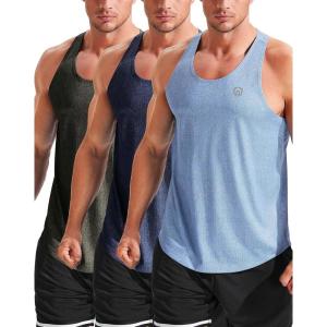 image:imageNELEUS Mens Workout Running Tank Top Sleeveless Gym Athletic Shirts81 Olive GreenNavy BlueLight Blue 3 Pack