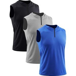 image:imageNeleus Mens Running Tank Tops 3 Pack Sleeveless Workout Athletic Shirts with Hoods