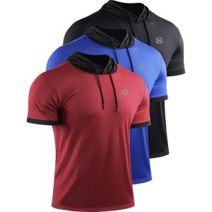 image:imageNELEUS Mens Running Shirt Workout Athletic Shirts with Hoodie Pack of 35112BlackBlueRedLarge
